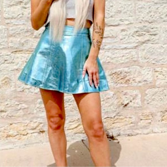 Dolls Kill Blue Metallic Mini Skirt (Skort) Sz. Medium NWT - Picture 4 of 7